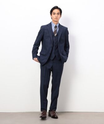 YUNSA ウインドペン／かすれチェック クラシック3ピーススーツ