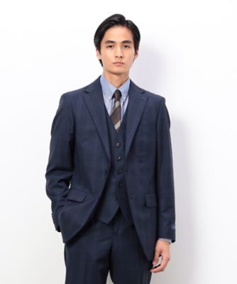 YUNSA ウインドペン／かすれチェック クラシック3ピーススーツ