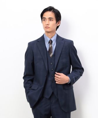 YUNSA ウインドペン／かすれチェック クラシック3ピーススーツ