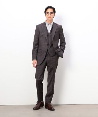 COMME CA ISM (Men)/コムサイズム YUNSA ウインドペン/かすれチェック クラシック3ピーススーツ(4702SM10) コゲチャ17 【三越伊勢丹/公式】