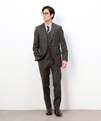 YUNSA ウインドペン／かすれチェック クラシック3ピーススーツ