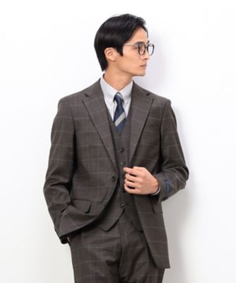 YUNSA ウインドペン／かすれチェック クラシック3ピーススーツ
