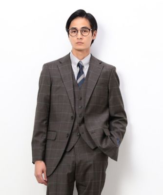 YUNSA ウインドペン／かすれチェック クラシック3ピーススーツ