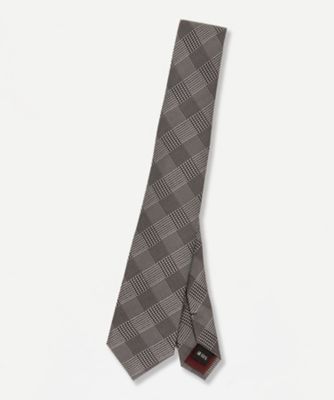 シルク100％】グレンチェック ネクタイ（4706NI19