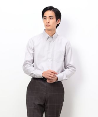 ＜COMME CA ISM (Men)＞形態安定加工　千鳥柄コンパクト　ボタンダウンドレスシャツ（４７１０ＨＭ２１）