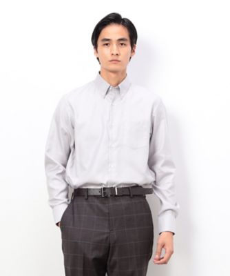 形態安定加工 千鳥柄コンパクト ボタンダウンドレスシャツ