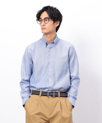 形態安定加工 千鳥柄コンパクト ボタンダウンドレスシャツ