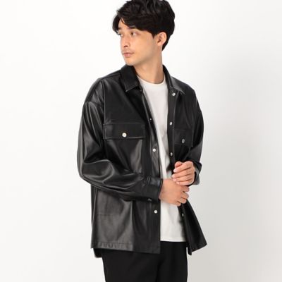 コムデギャルソン　フェイクレザーシャツ COMME des GARCONS コムデギャルソン プレイ PLAY 長袖カッター