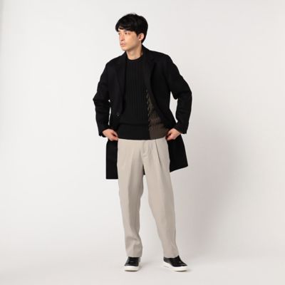 COMME CA MEN チェスターコート XL アンゴラ ネイビー 紐付き