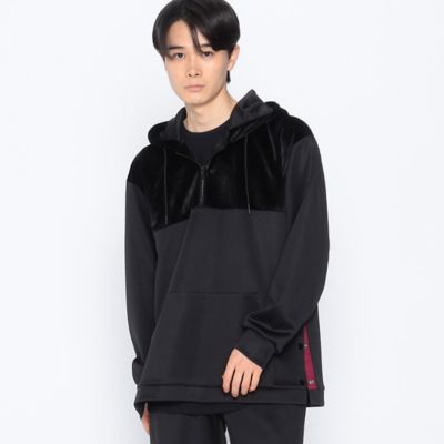 ＜COMME CA ISM (Men)＞ベロアコンビ　ハーフジップパーカー（４７２２ＢＥ３０）