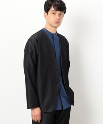 ＜COMME CA ISM (Men)＞【セットアップ対応】ウォッシャブル　デニムライクジャージ　ノーカラー　ジャケット（４７２５ＪＣ１２）