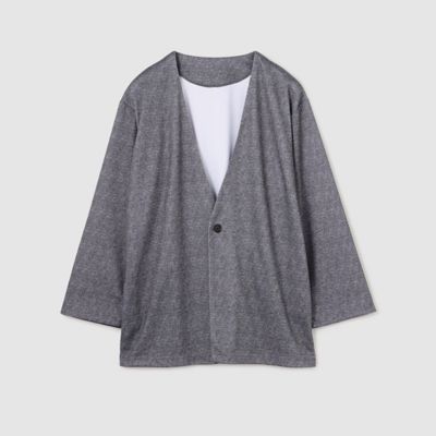 【セットアップ対応】ウォッシャブル　メッシュ　９分丈　ノーカラー　ジャケット（４７２５ＪＣ２３）