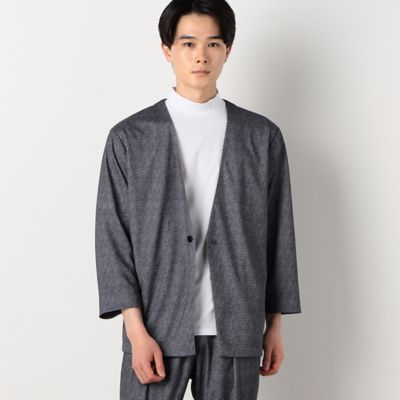 【セットアップ対応】ウォッシャブル　メッシュ　９分丈　ノーカラー　ジャケット（４７２５ＪＣ２３）