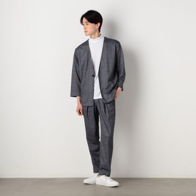 【セットアップ対応】ウォッシャブル　メッシュ　９分丈　ノーカラー　ジャケット（４７２５ＪＣ２３）