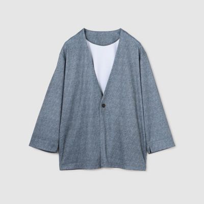 【セットアップ対応】ウォッシャブル　メッシュ　９分丈　ノーカラー　ジャケット（４７２５ＪＣ２３）