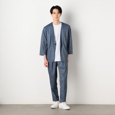 【セットアップ対応】ウォッシャブル　メッシュ　９分丈　ノーカラー　ジャケット（４７２５ＪＣ２３）