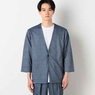 【セットアップ対応】ウォッシャブル　メッシュ　９分丈　ノーカラー　ジャケット（４７２５ＪＣ２３）