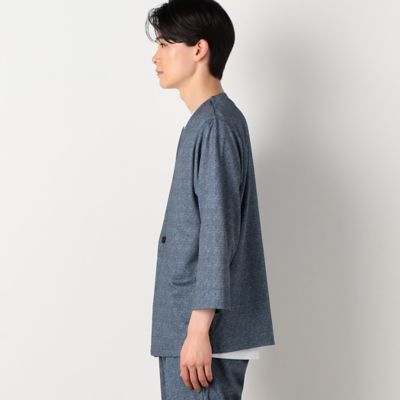 【セットアップ対応】ウォッシャブル　メッシュ　９分丈　ノーカラー　ジャケット（４７２５ＪＣ２３）