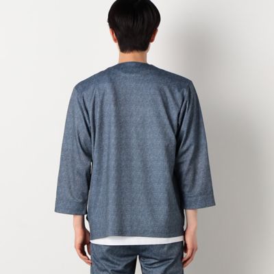 【セットアップ対応】ウォッシャブル　メッシュ　９分丈　ノーカラー　ジャケット（４７２５ＪＣ２３）