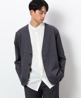 ＜COMME CA ISM (Men)＞【セットアップ対応】　デニムライクジャージー　ノーカラー　ジャケット（４７２５ＪＩ１２）