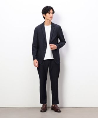 美品✨コムサイズム　トラベルスーツ　デニムライク　ストレッチ　L セットアップ対応】デニムライクストレッチ テーラードジャケット