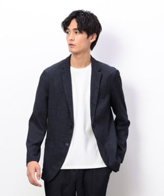 美品✨コムサイズム　トラベルスーツ　デニムライク　ストレッチ　L セットアップ対応】デニムライクストレッチ テーラードジャケット