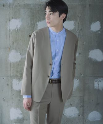 セットアップ対応】ウールライク ノーカラージャケット