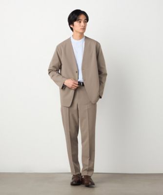 セットアップ対応】ウールライク ノーカラージャケット