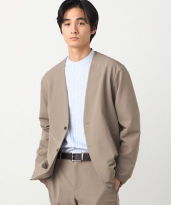 セットアップ対応】ウールライク ノーカラージャケット