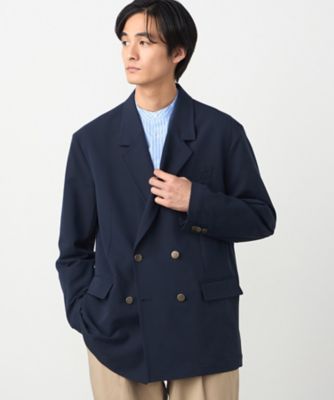セットアップ対応】ウールライクストレッチツイル ダブルブレザー