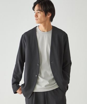 ジャケット・アウター yosi セットアップ対応】楊柳ポリエステル ノーカラージャケット