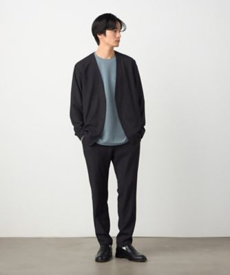 セットアップ対応】デニムライクストレッチ ノーカラージャケット