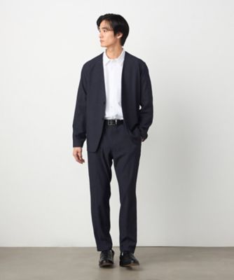 セットアップ対応】デニムライクストレッチ ノーカラージャケット