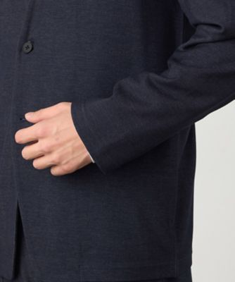 セットアップ対応】デニムライクストレッチ ノーカラージャケット