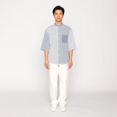 ダル　クリーム色 半袖シャツ 抽象模様 24200円 狼×激浪半袖Tシャツ 絡繰魂 212062 和柄 和風 刺繍 オオカミ