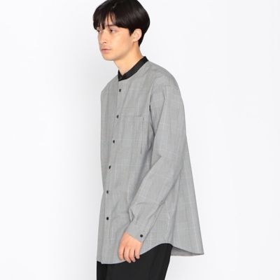 グレンチェック　羽織ライク　バンドカラーシャツ（４７３０ＩＥ０７）