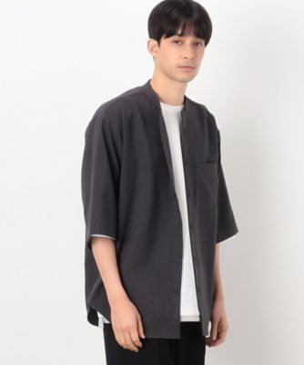 ＜COMME CA ISM (Men)＞ファンクショナル　バンドカラー　七分袖　シャツ（４７３０ＩＧ０３）
