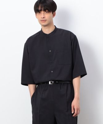 COMME CA ISM (Men)/コムサイズム ファンクショナル リネンライク バンドカラー 七分袖シャツ(4730IG08)