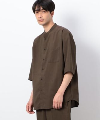 ファンクショナル　リネンライク　バンドカラー　七分袖シャツ（４７３０ＩＧ０８）