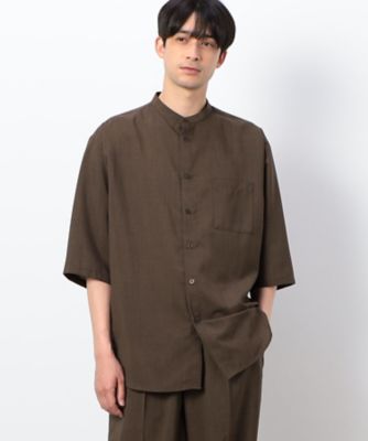 ファンクショナル　リネンライク　バンドカラー　七分袖シャツ（４７３０ＩＧ０８）
