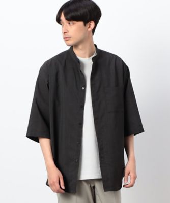 ファンクショナル　リネンライク　バンドカラー　七分袖シャツ（４７３０ＩＧ０８）