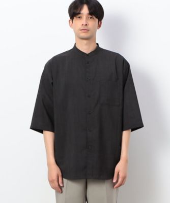 ファンクショナル　リネンライク　バンドカラー　七分袖シャツ（４７３０ＩＧ０８）