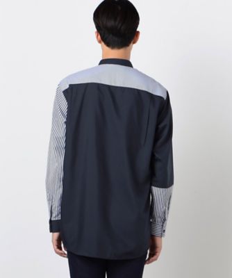 ストライプコンビ バンドカラーシャツ（長袖）（4730II10