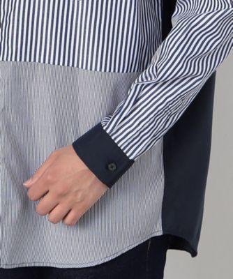 ストライプコンビ バンドカラーシャツ（長袖）（4730II10