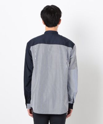 ストライプ　コンビ　バンドカラー　シャツ（４７３０ＩＫ１０）