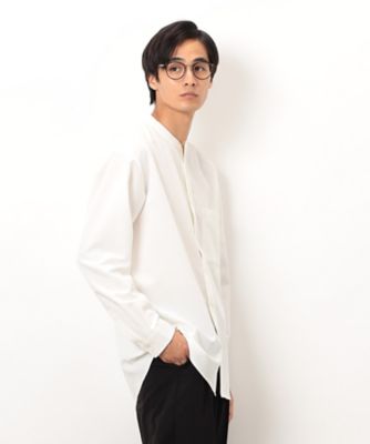 ＜COMME CA ISM (Men)＞ウールライク　バンドカラー　長袖シャツ（４７３０ＩＭ０１）