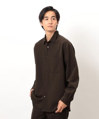 ウールライク ショートポイントカラー 長袖シャツ（4730IM02
