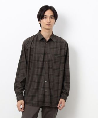 ＜COMME CA ISM (Men)＞トリコットコーデュロイチェックプリント　　ショートポイントカラー　シャツ（４７３０ＩＭ０７）