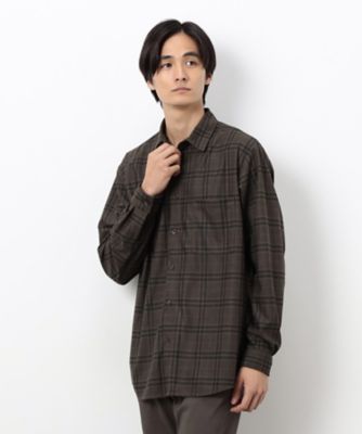 トリコットコーデュロイチェックプリント ショートポイントカラー