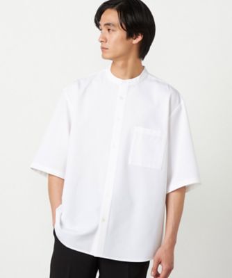 ＜COMME CA ISM (Men)＞ウールライク　バンドカラー５分袖シャツ（４７３０ＩＯ０３）